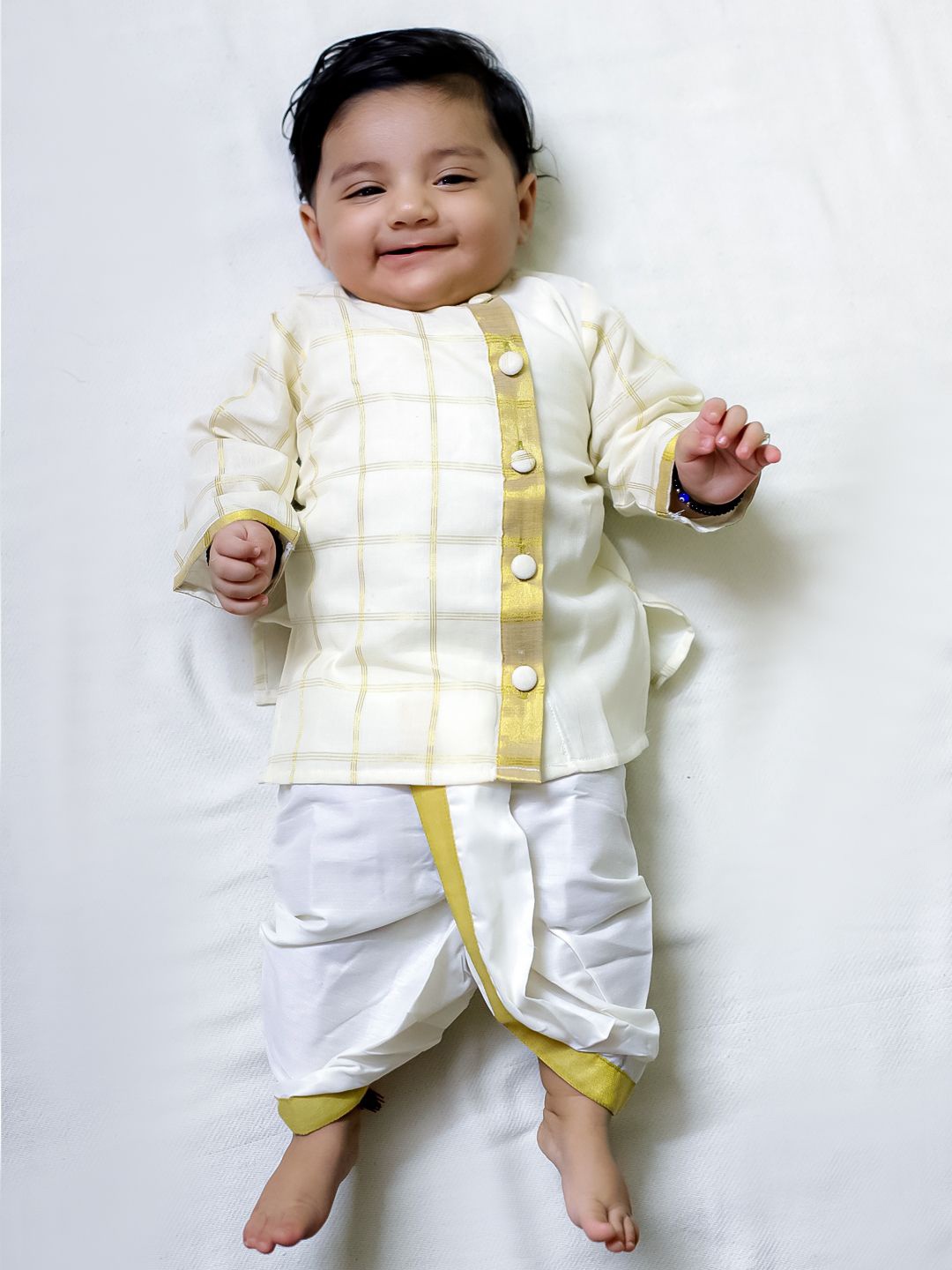 

BownBee Infant Pure Cotton Kurta With Dhoti Pants, Off white