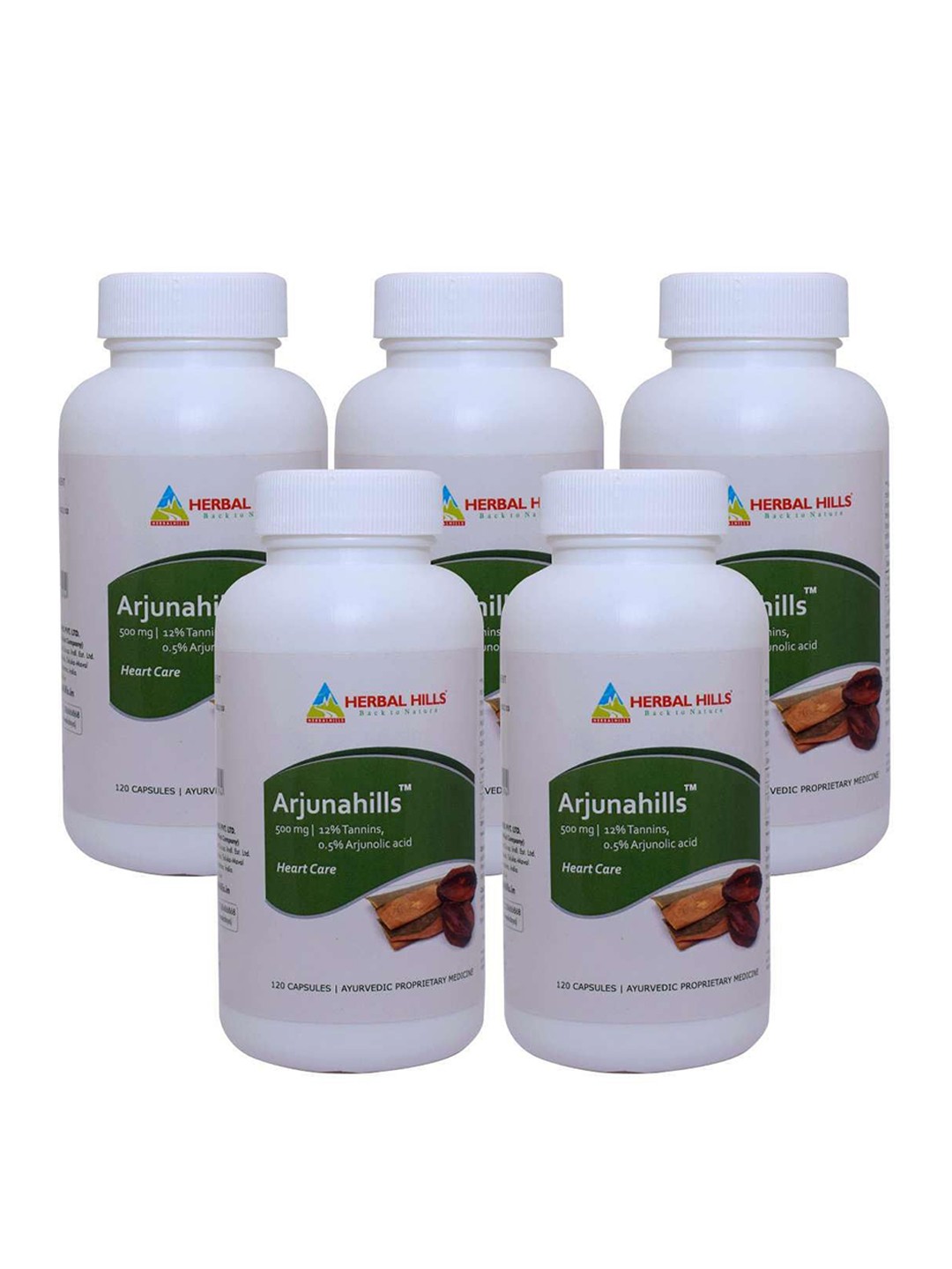 

Herbal Hills Arjuna Capsules (120 Capsule (Pack of 5)), White