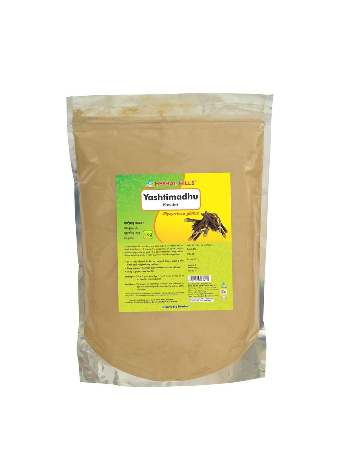 

Herbal Hills Yashtimadhu Powder 1 Kg Pack of 1, White