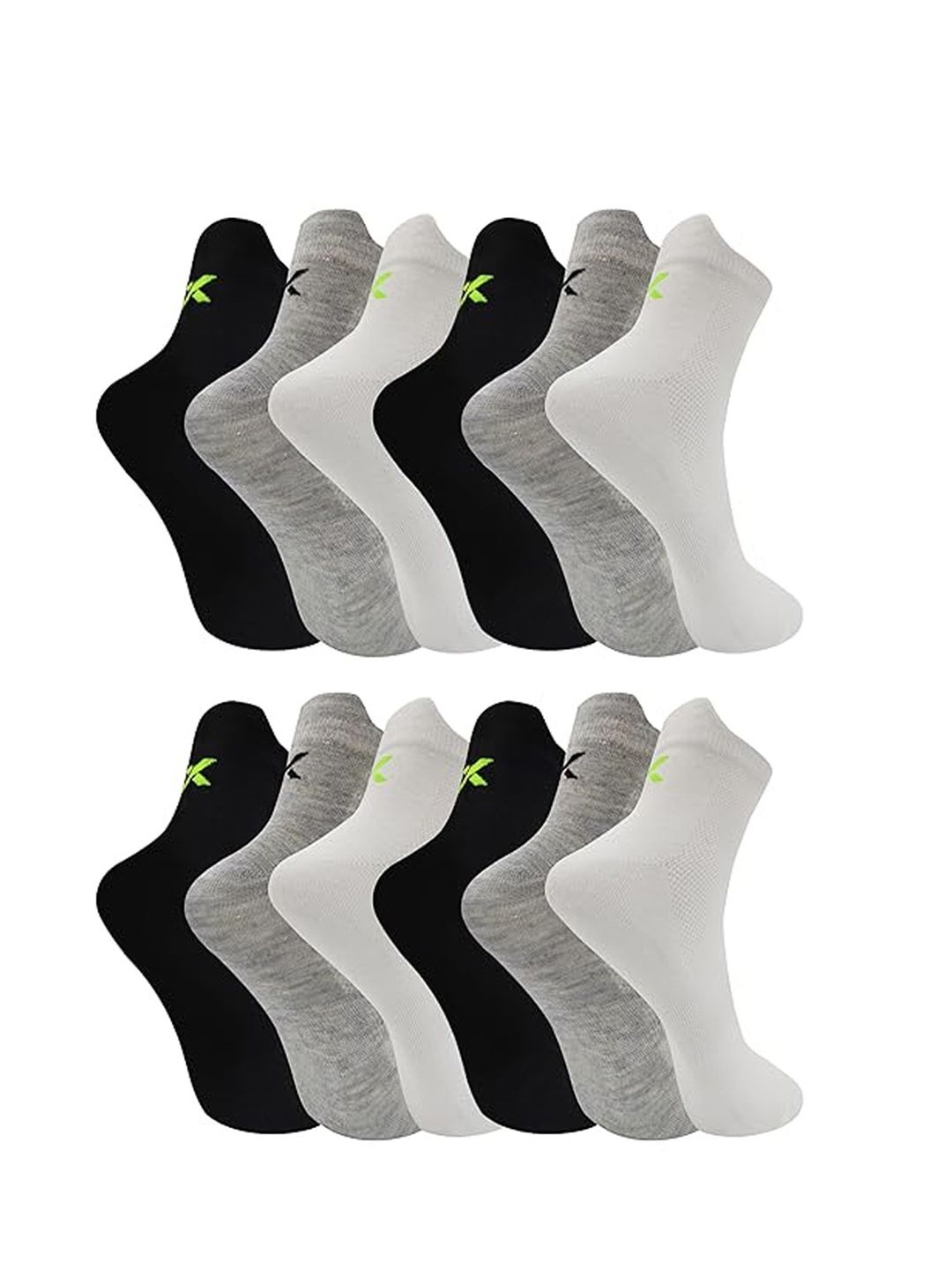 

Xjarvis Unisex Pack Of 12 Ankle-Length Socks, White