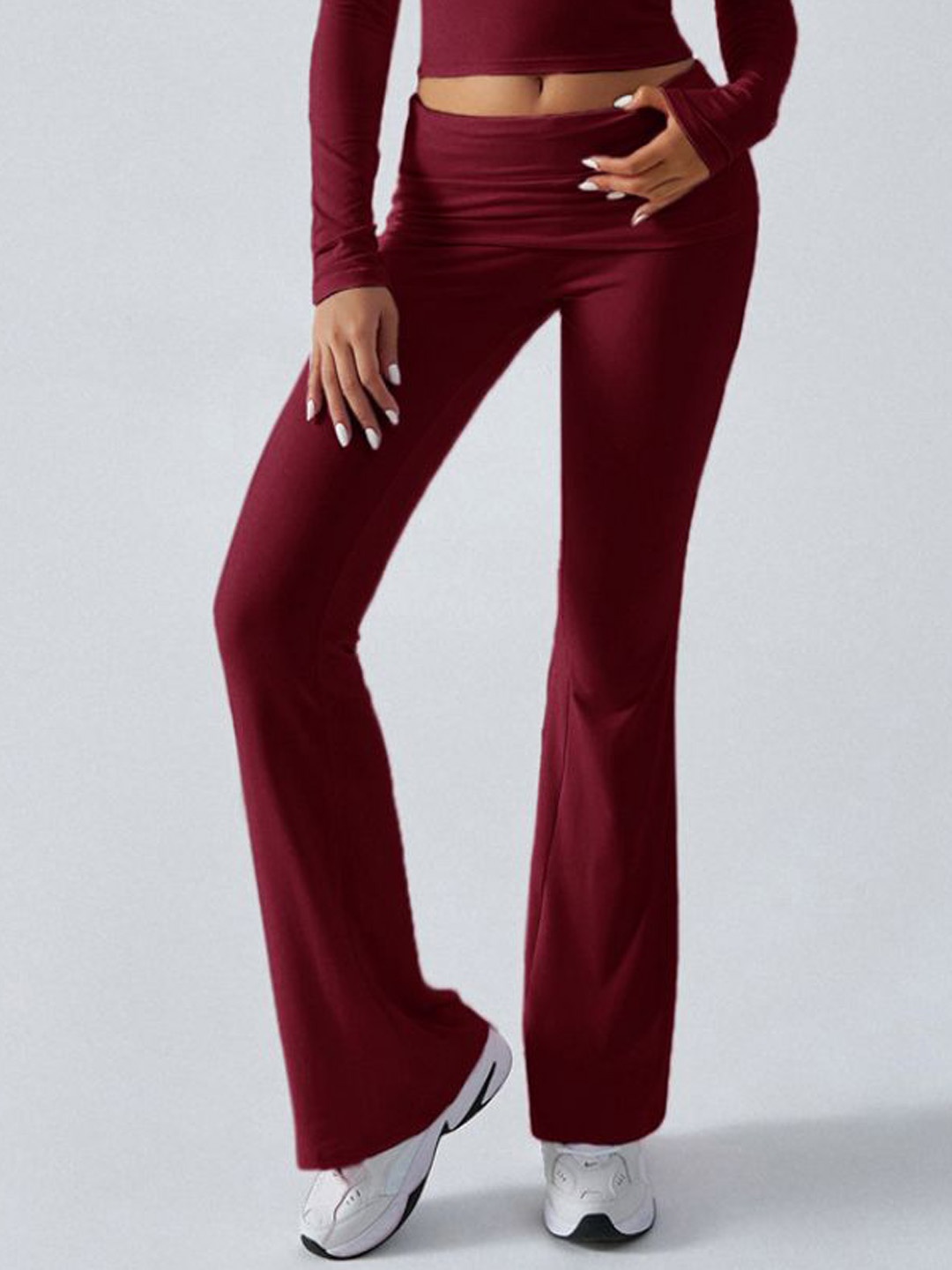 

StyleCast V-Neck Crop Top With Trousers, Maroon