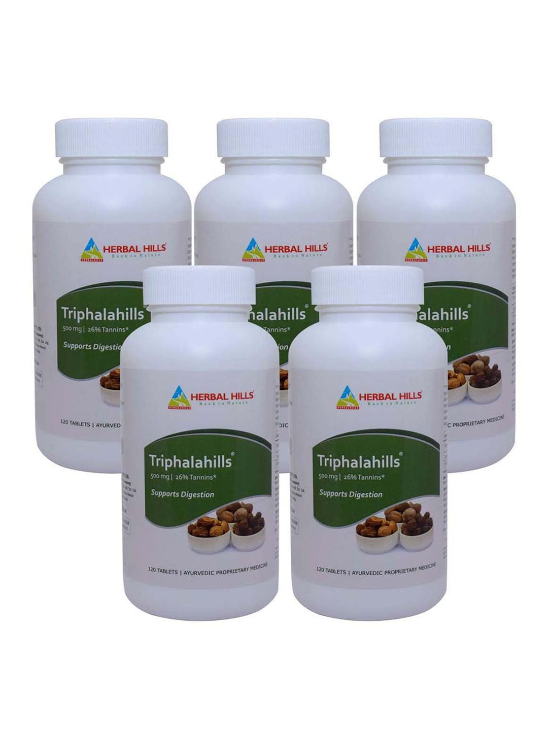 

Herbal Hills Triphala Tablets (120 Tablets (Pack of 5)), White