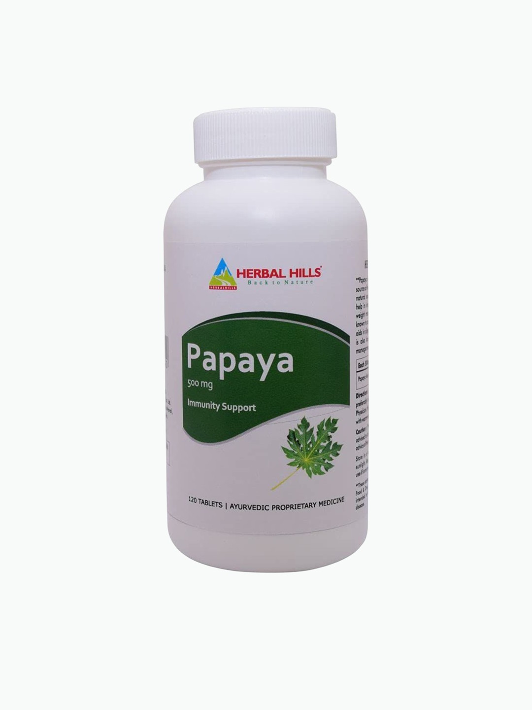 

Herbal Hills Carica Papaya tablets - Immunity booster 500mg, 120 tablet (Pack of 2), White