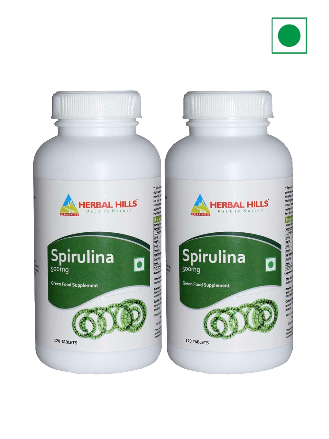 

Herbal Hills Spirulina Tablets (120 Count Pack of 2), White