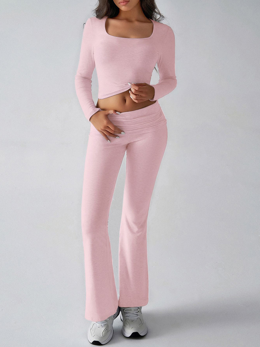 

StyleCast Square Neck Crop Top With Trousers, Pink