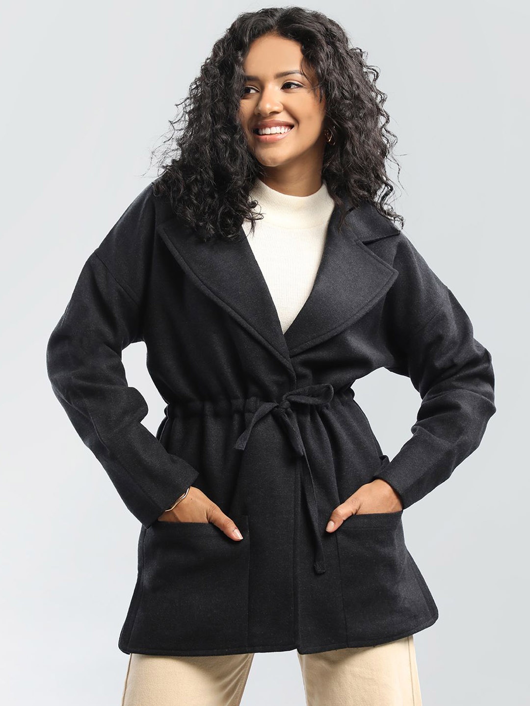 

The Roadster Lifestyle Co Women Single Breasted Trench Coat, Grey