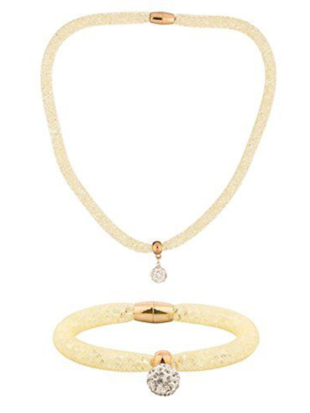 

MEMOIR Gold-Plated Artificial Stone Studded Necklace With Bracelet