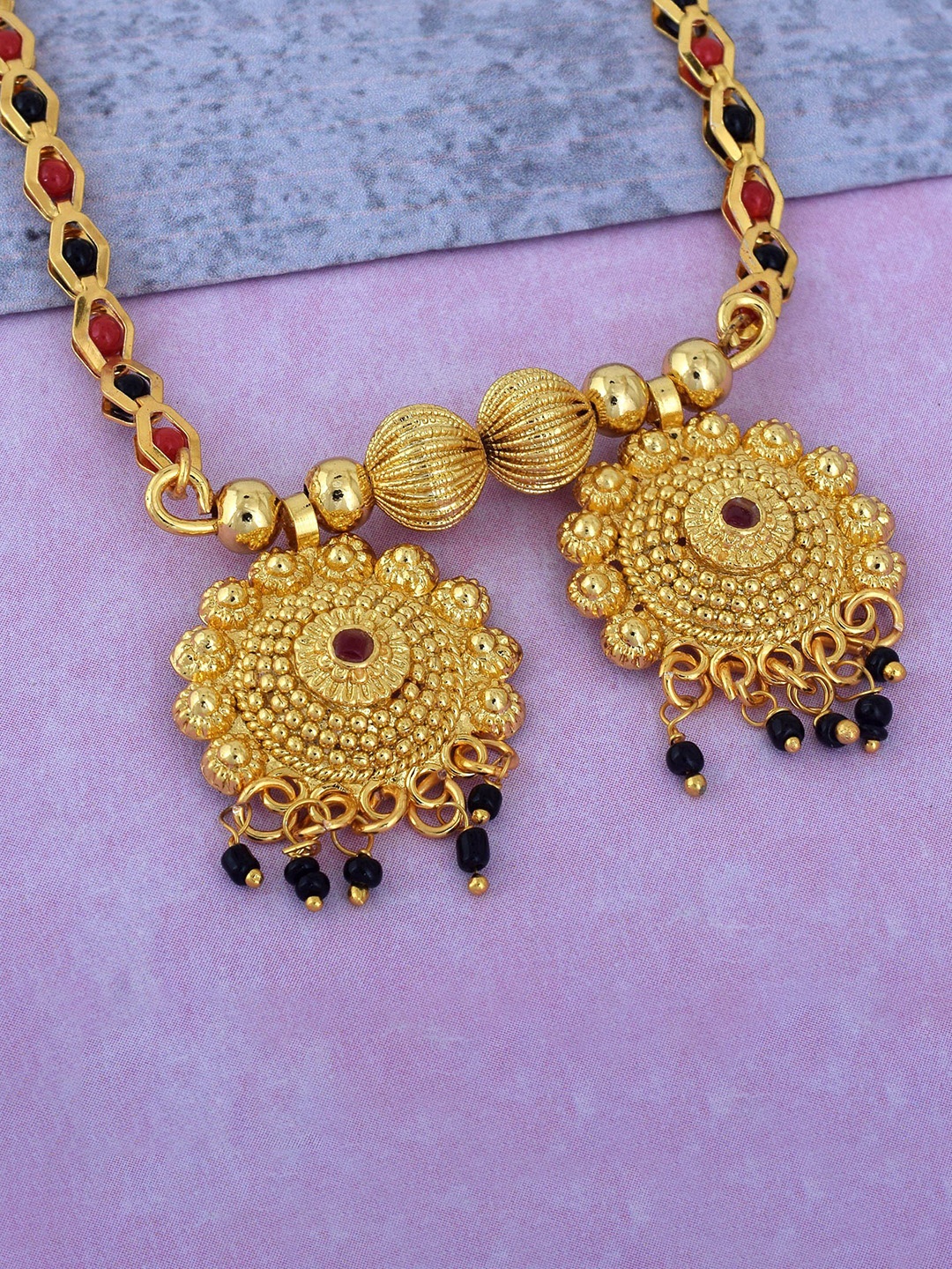 

MEMOIR Gold-Plated Artificial Stones and Beads Mangalsutra