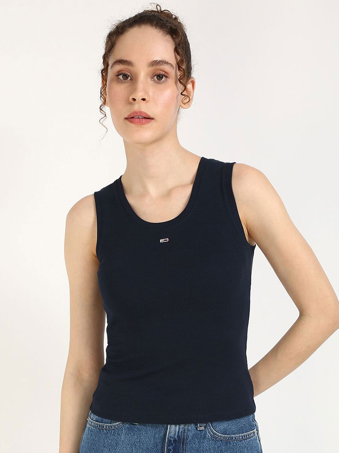 

Tommy Hilfiger Women Cotton Round Neck Top, Black