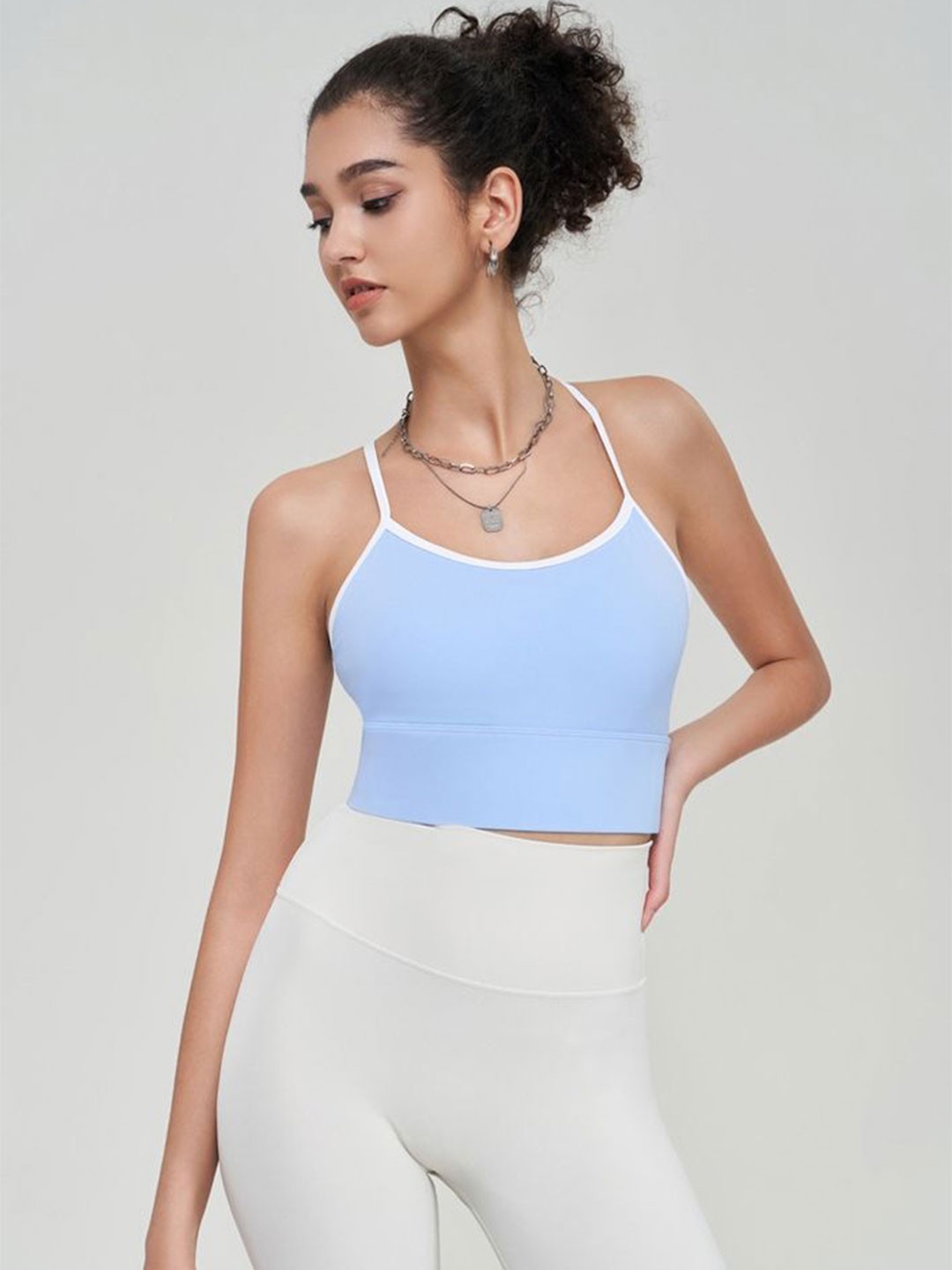 

LULU & SKY Women Shoulder Straps Bralette Crop Top, Blue