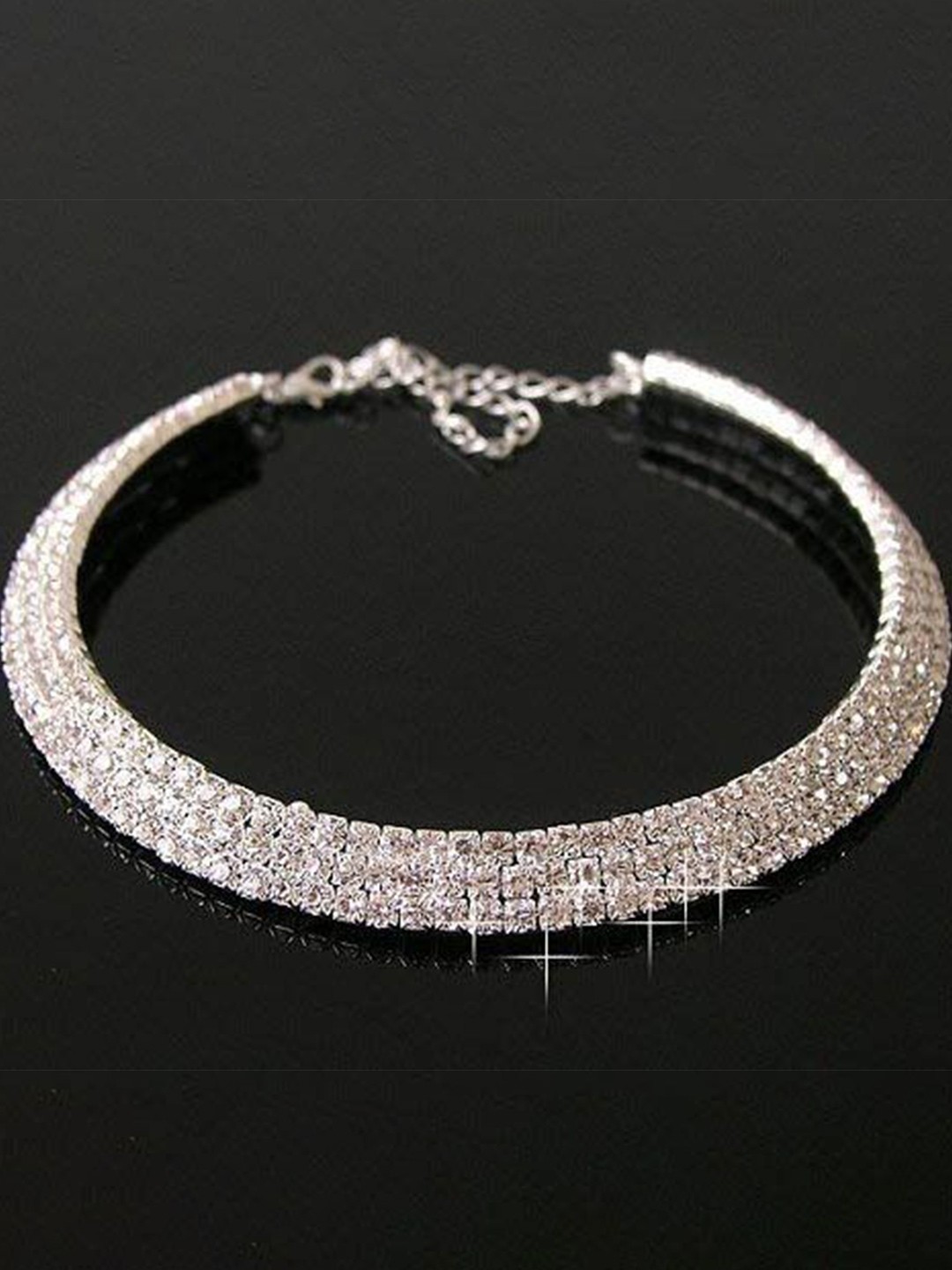 

MEMOIR Brass Silver-Plated Artificial Stones Necklace