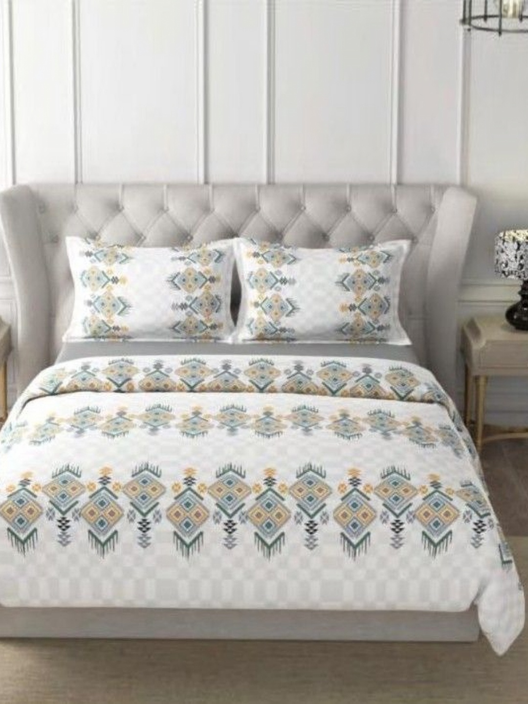 

HOME PLUS STUDIOS Raymond Rich Dream Grey Floral Cotton160TC King Bedsheet Set-2.74mx2.74m