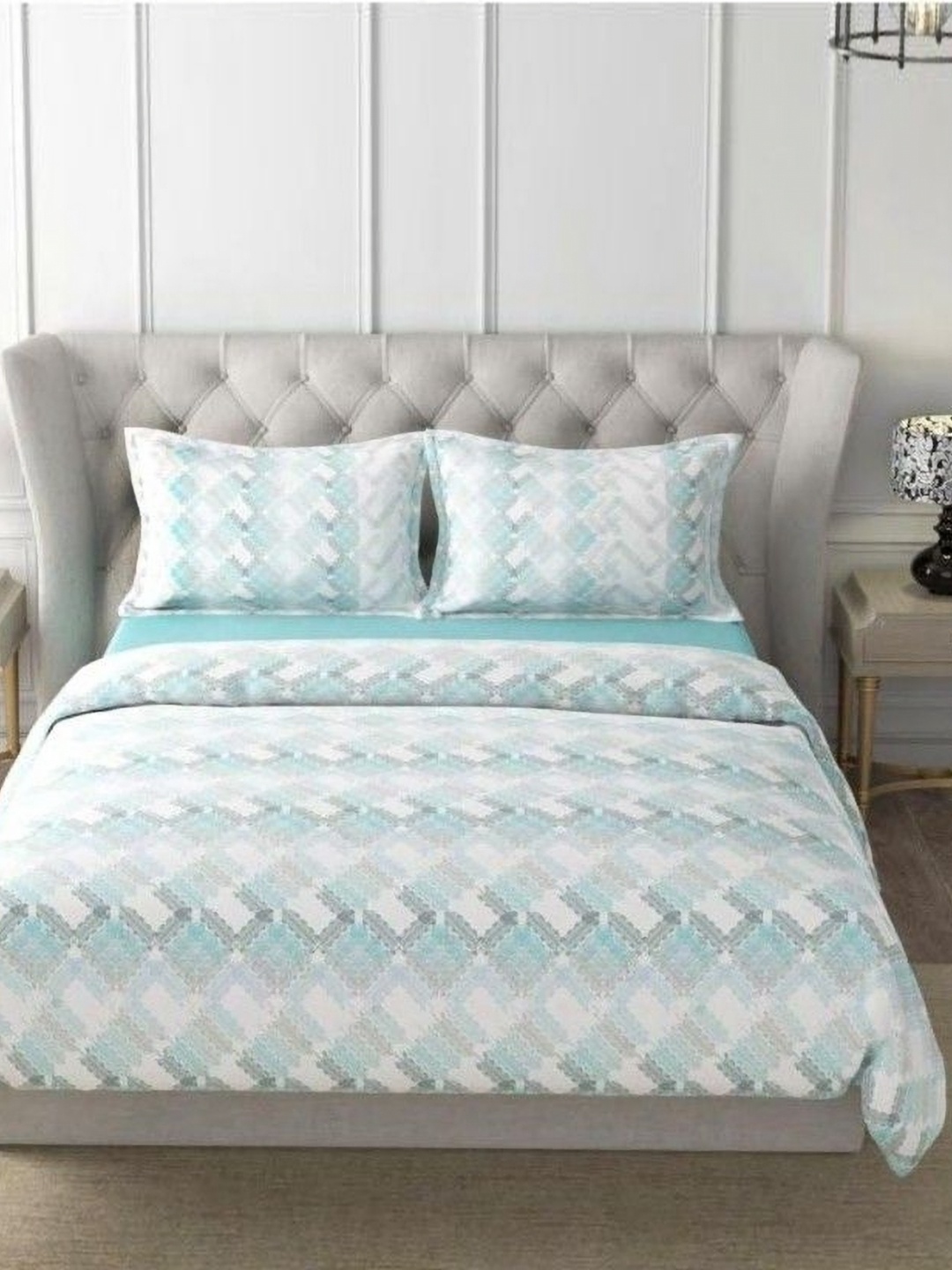 

HOME PLUS STUDIOS Raymond Rich Dream Blue Cotton 160 TC King Bedsheet Set-2.74m x 2.74m