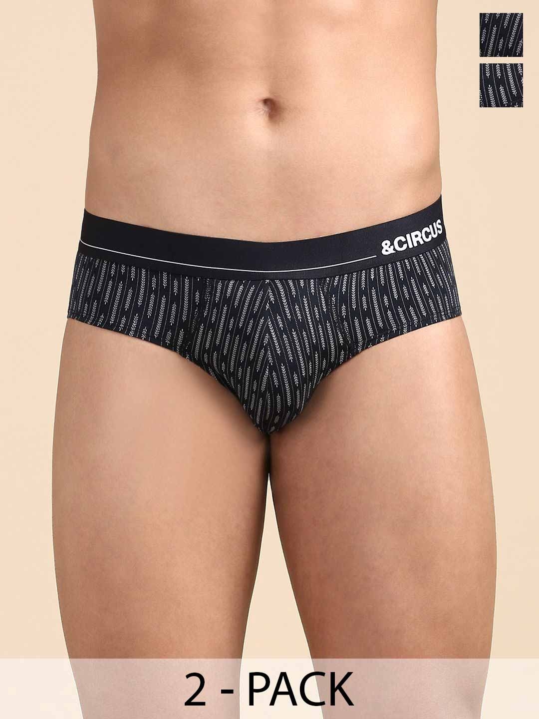 

&CIRCUS Pack Of 2 Printed Low Rise Basic BriefsBRPS_2PK_AR_AR, Black