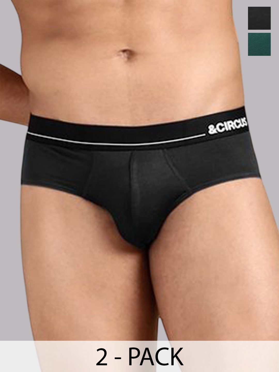 

&CIRCUS Men Pack Of 2 Low Rise Basic BriefsBRPS_2PK_ON_RG, Teal