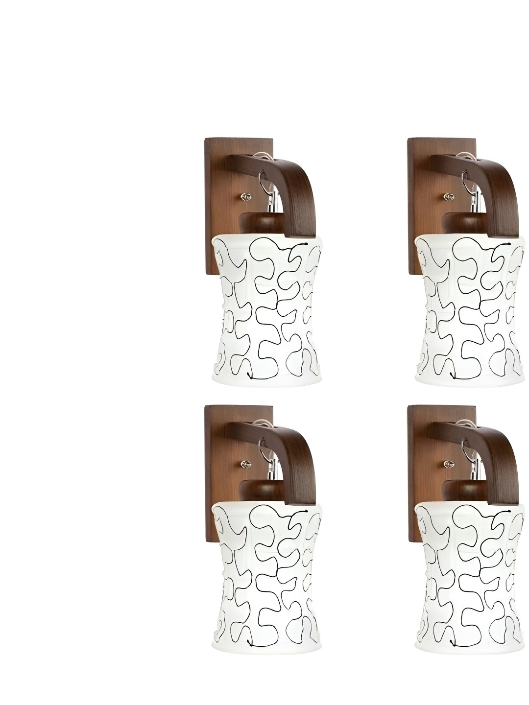 

Afast Black & White 4 Pieces Printed Wood Bell Shaped Wall Lamp