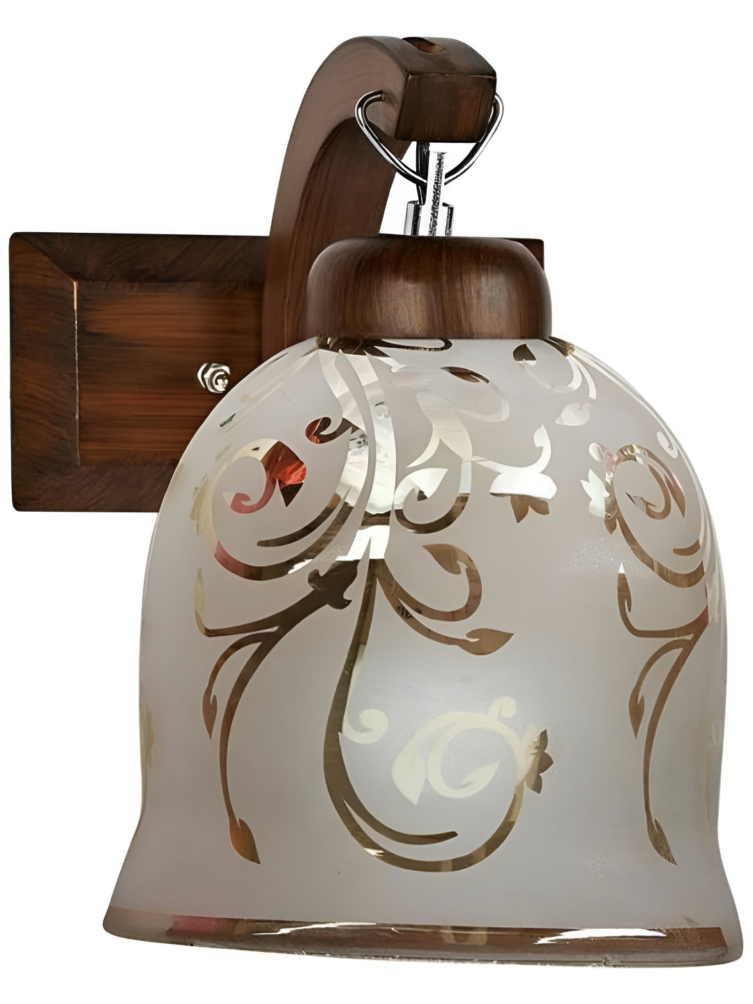 

Afast Gold-Toned & White Printed Bell Shaped Wood Wall Lamp