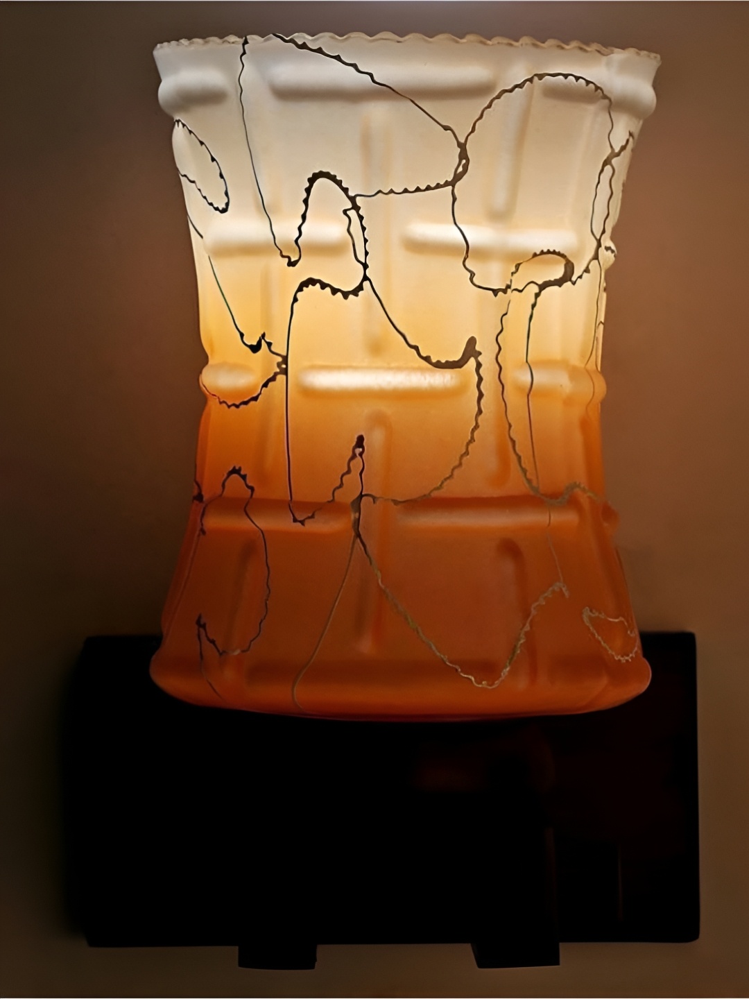 

Afast Orange Colored & White Printed Wood Wall Lamp