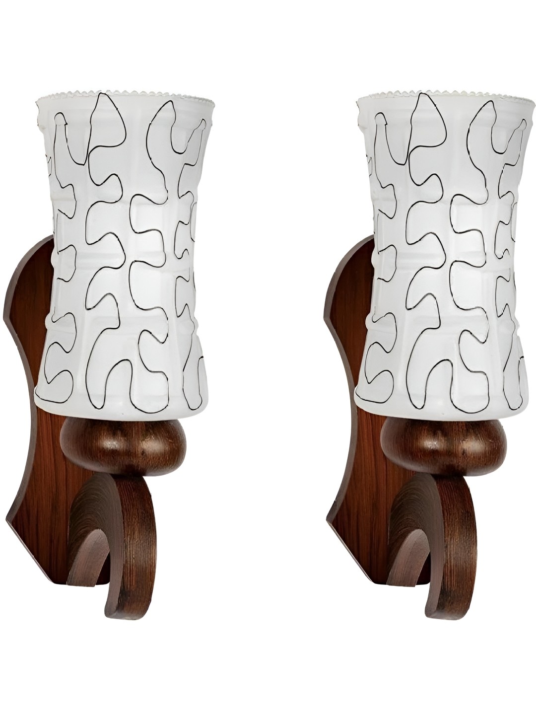 

Afast Black & White 2 Pieces Printed Wood Abstract Shaped Wall Lamp