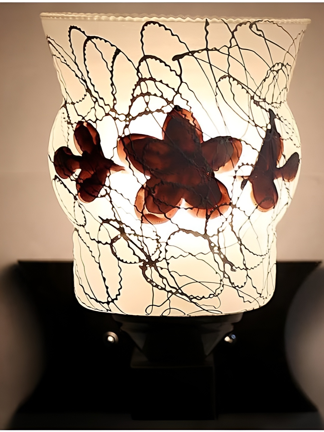 Afast Brown & White Printed Wood Abstract Shaped Wall Lamp