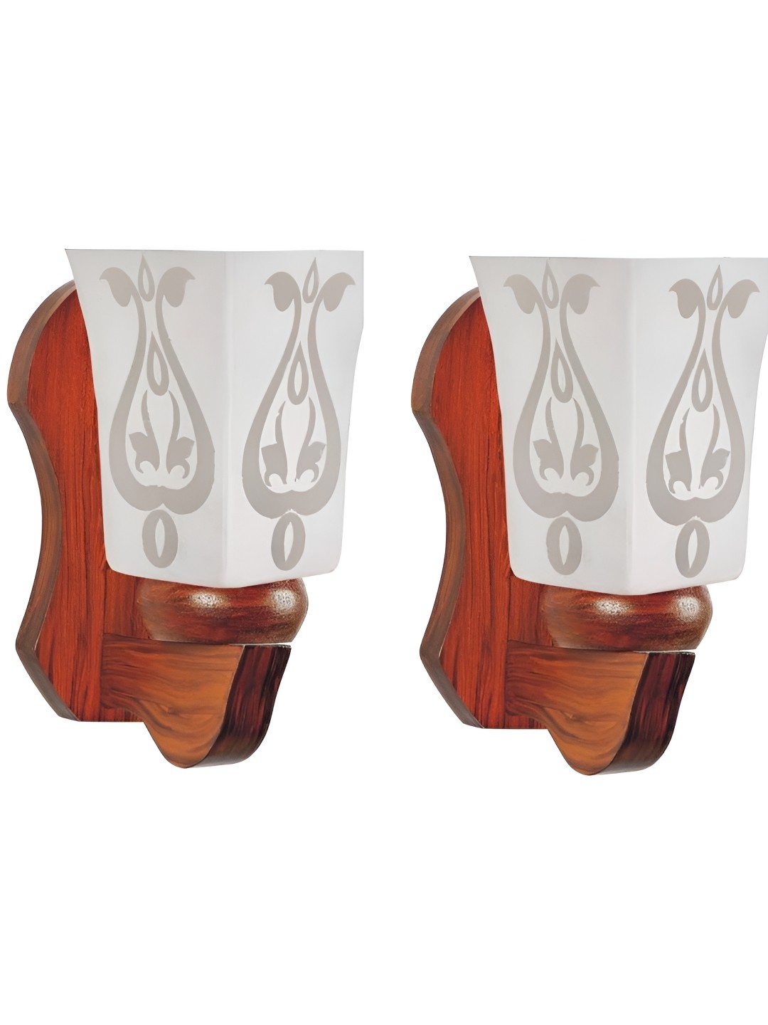

Afast White & Brown 2 Pieces Printed Wood Frustum Shaped Wall Lamp