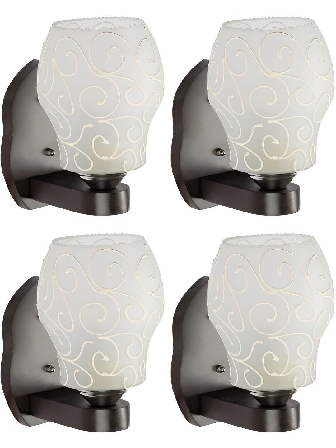 

Afast White & Brown 4 Pieces Printed Wood Wall Lamps