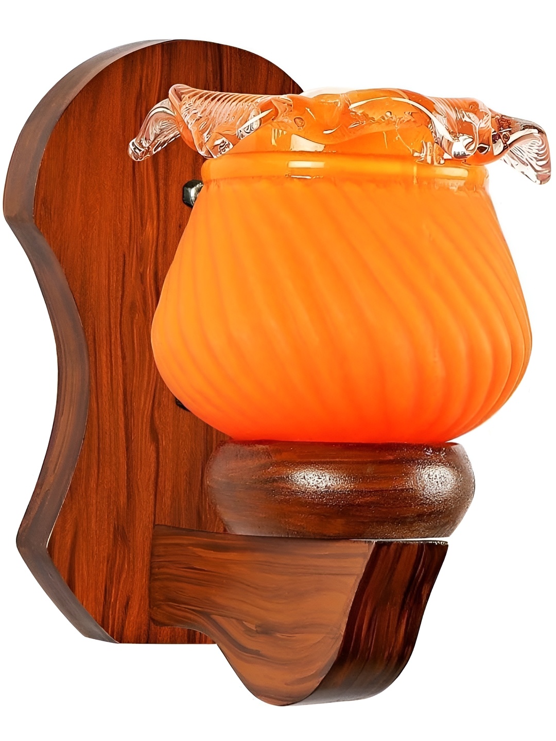

Afast Orange Colored & Brown Textured Wood Wall Lamp
