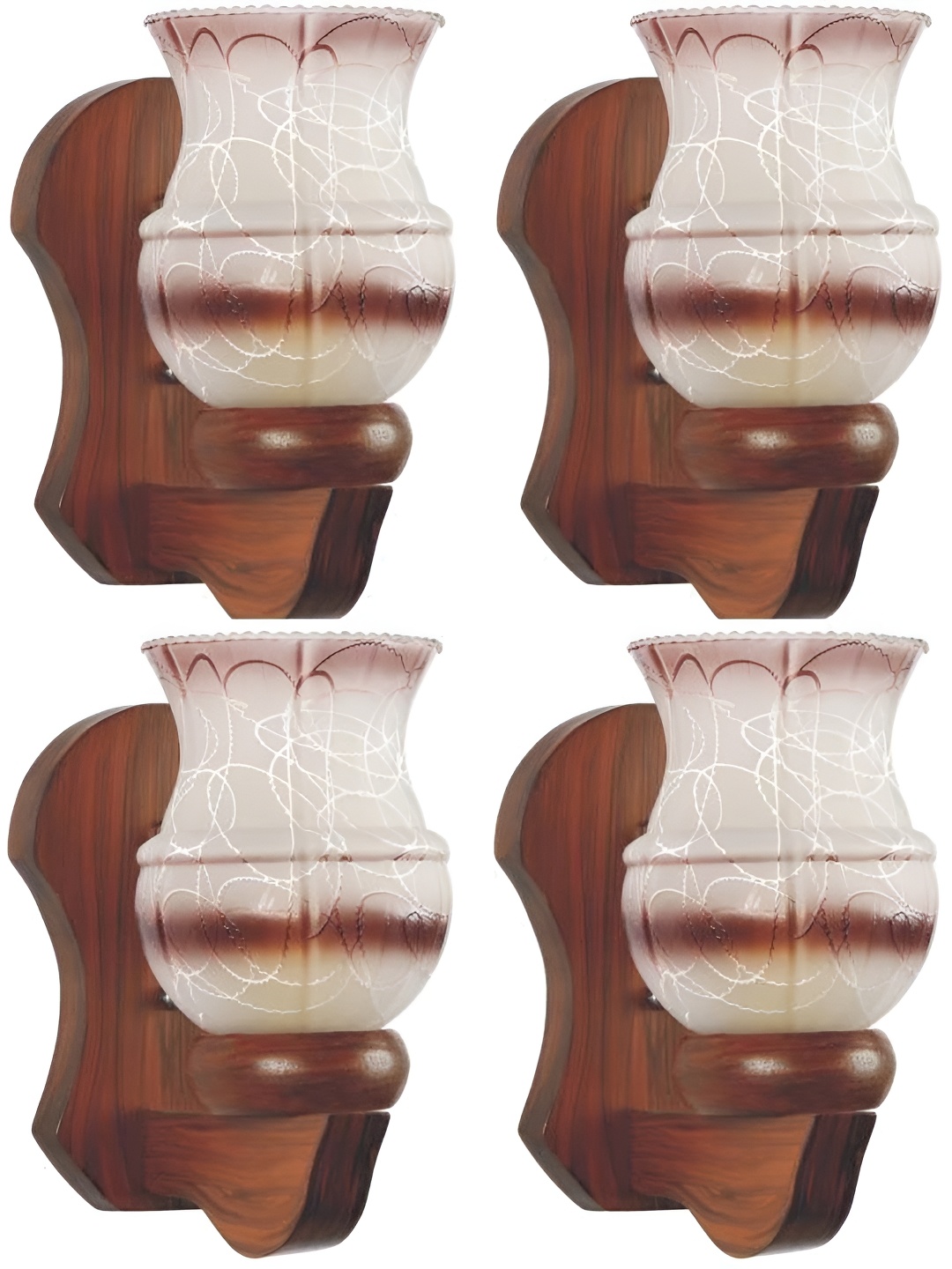 

Afast Brown & White 4 Pieces Printed Wood Wall Lamp