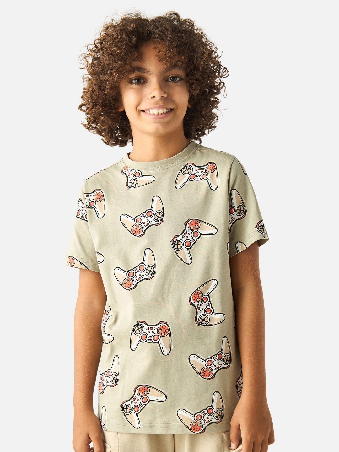 

Juniors by Babyshop Boys Conversational Printed Round Neck Cotton T-shirt, Green