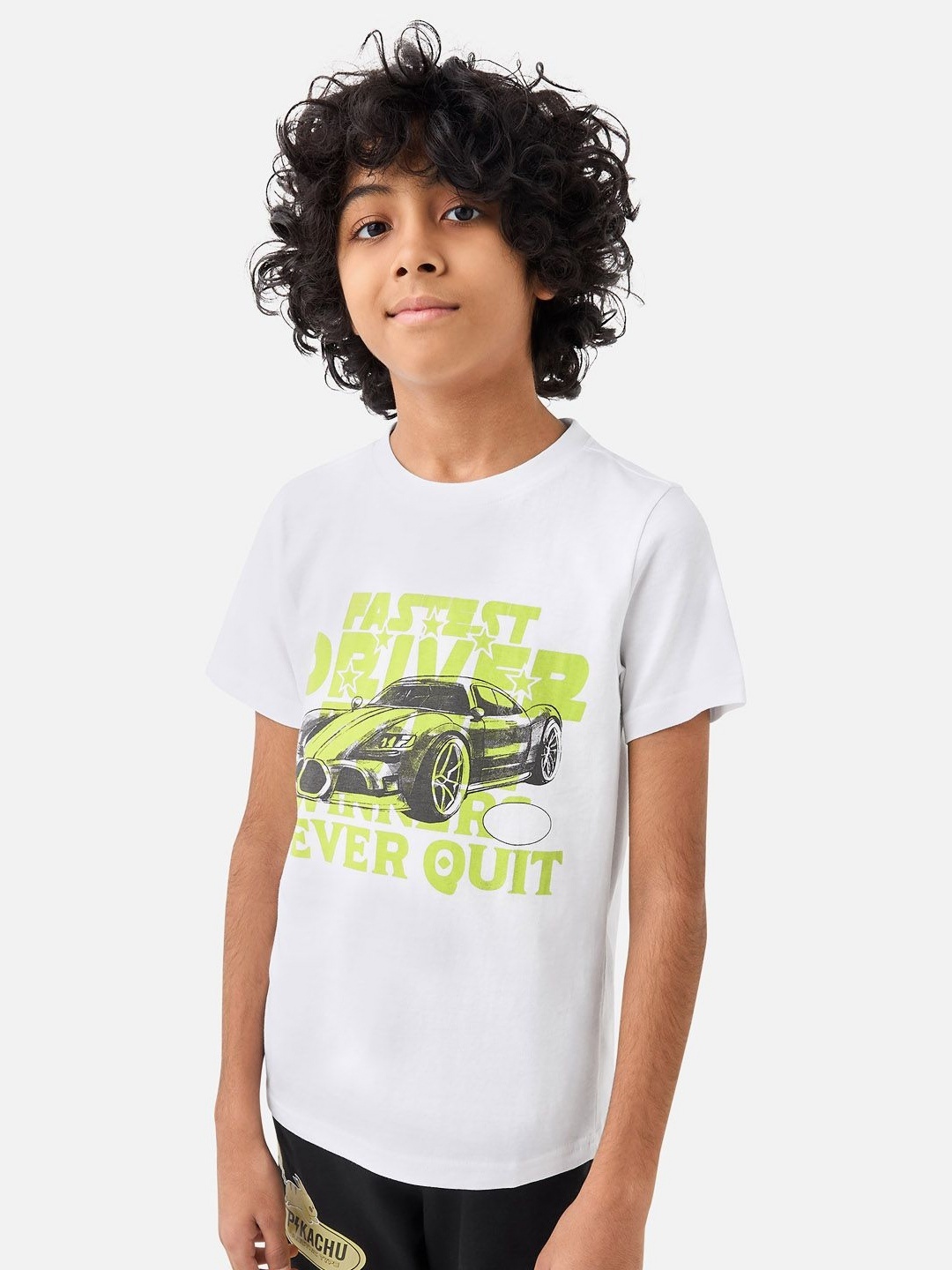 

Juniors by Babyshop Boys Graphic Printed Round Neck Cotton T-shirt, White