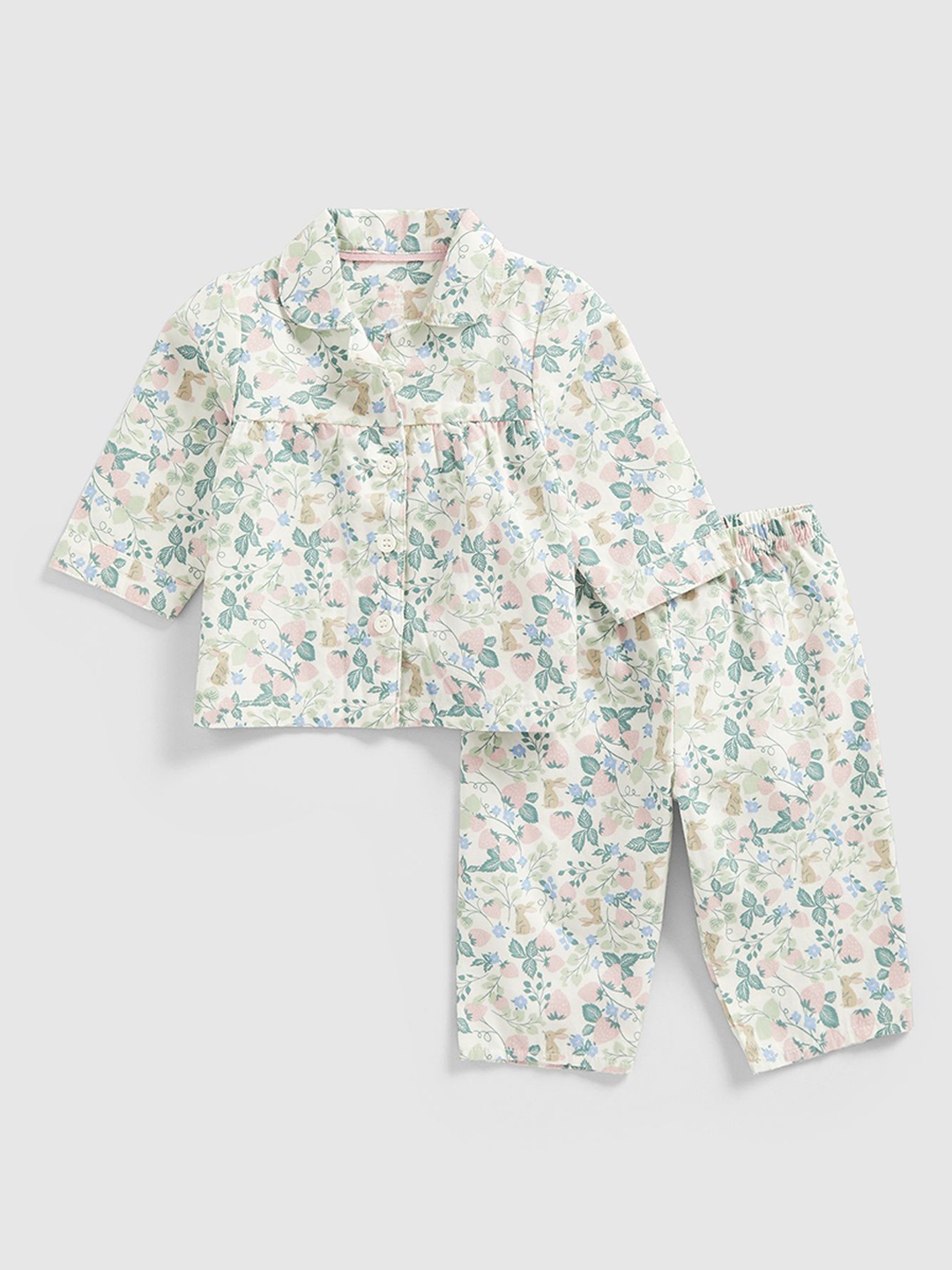 

mothercare Girls Printed Pure Cotton Night Suits, White