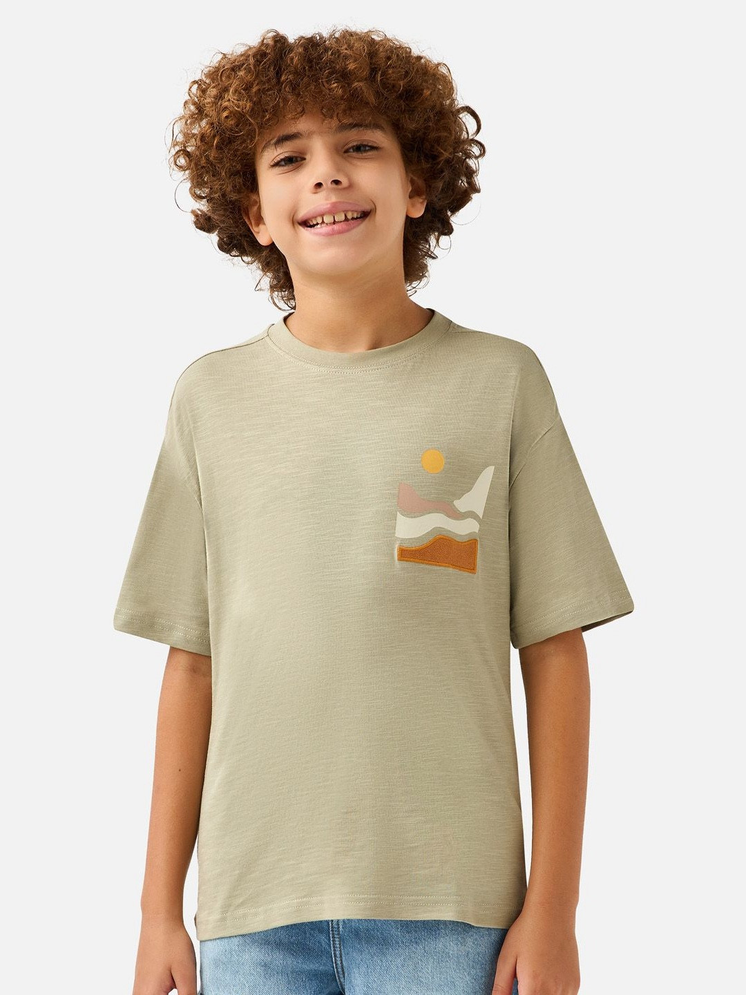 

Juniors by Babyshop Boys Graphic Printed Round Neck Cotton Relaxed Fit T-shirt, Green