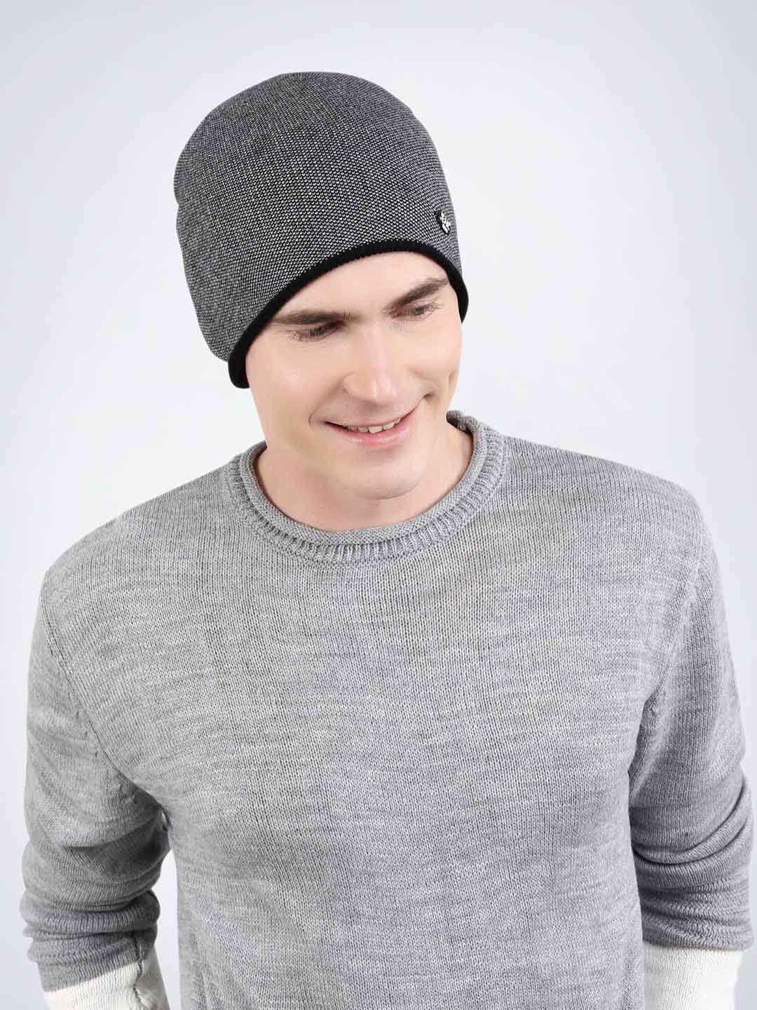

Bharatasya Men Self Design Beanie, Black