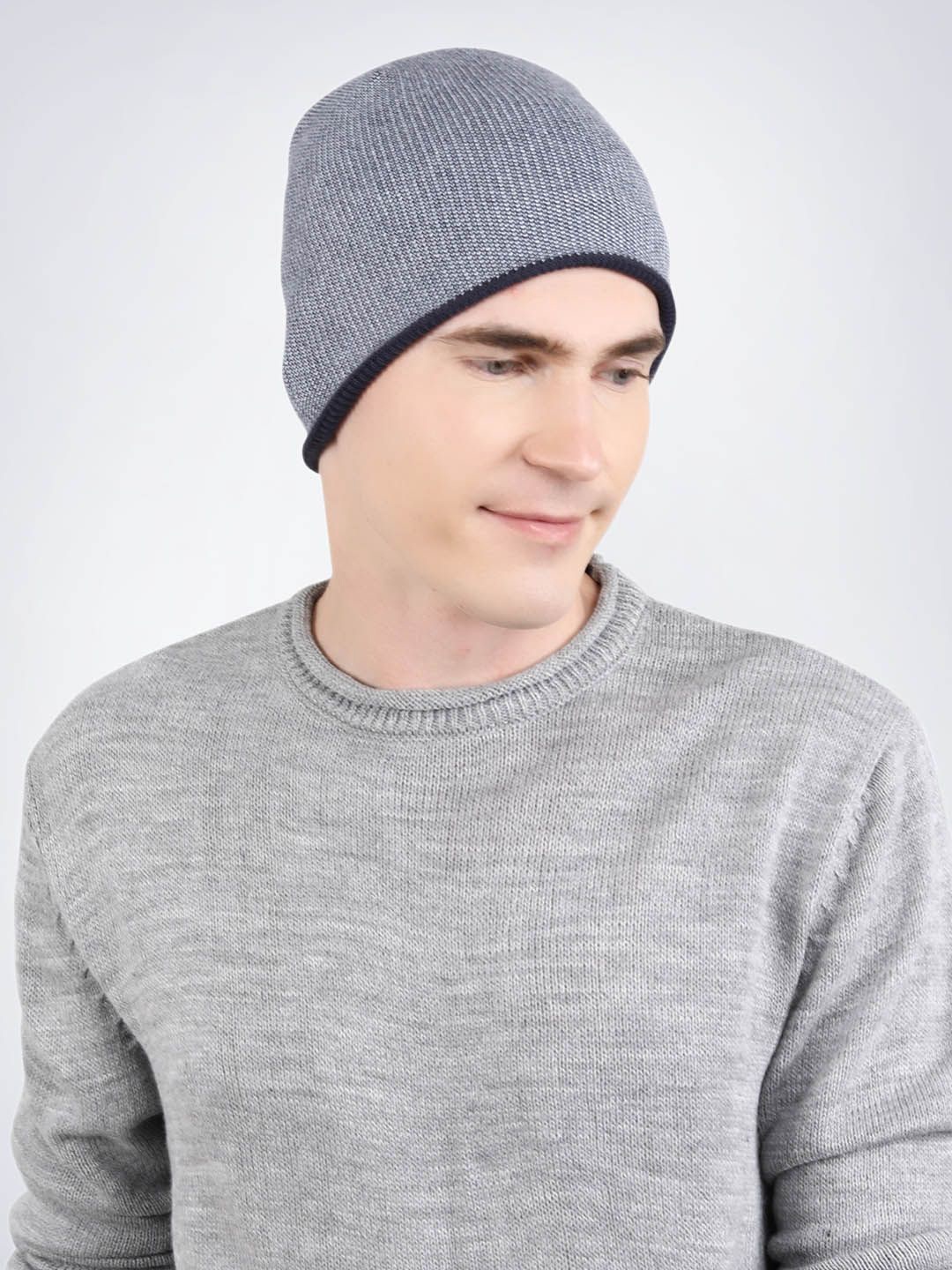 

Bharatasya Men Self Design Beanie, Blue