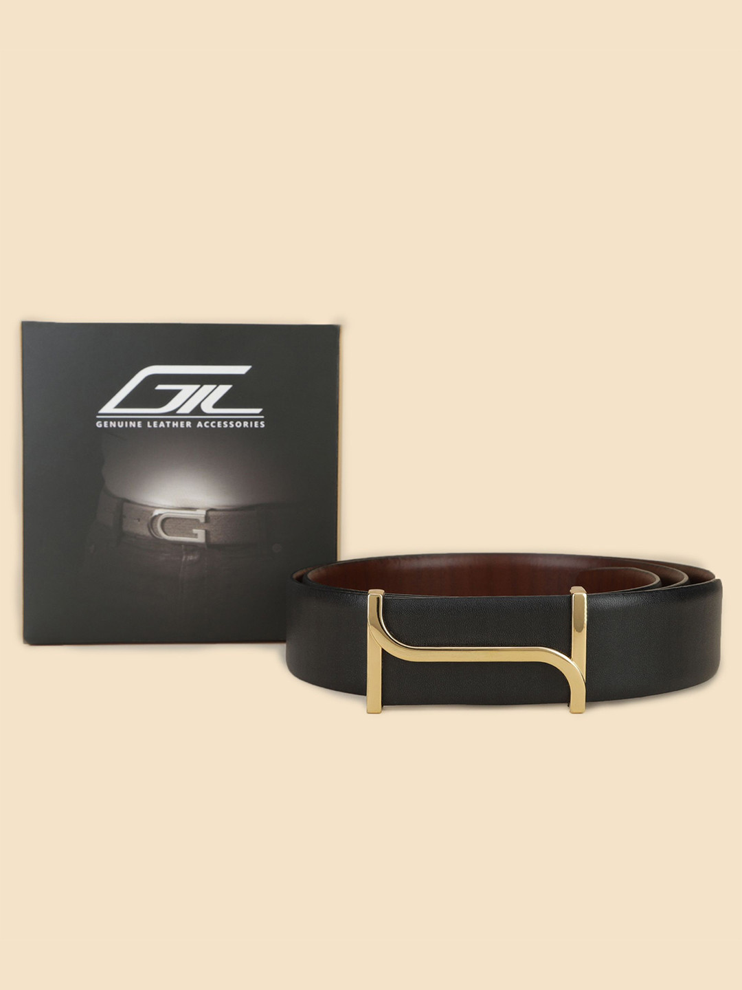 

GIL Men Leather Formal Belt, Black