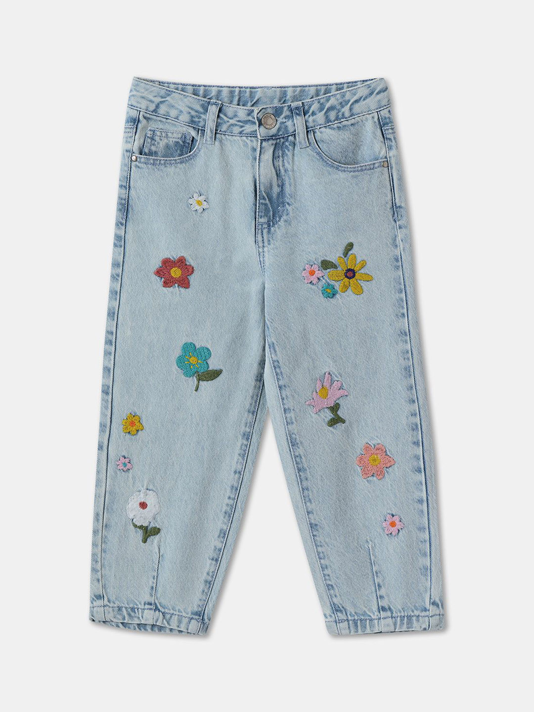 

R&B Girls Regular Fit Mid-Rise Cotton Jeans, Blue