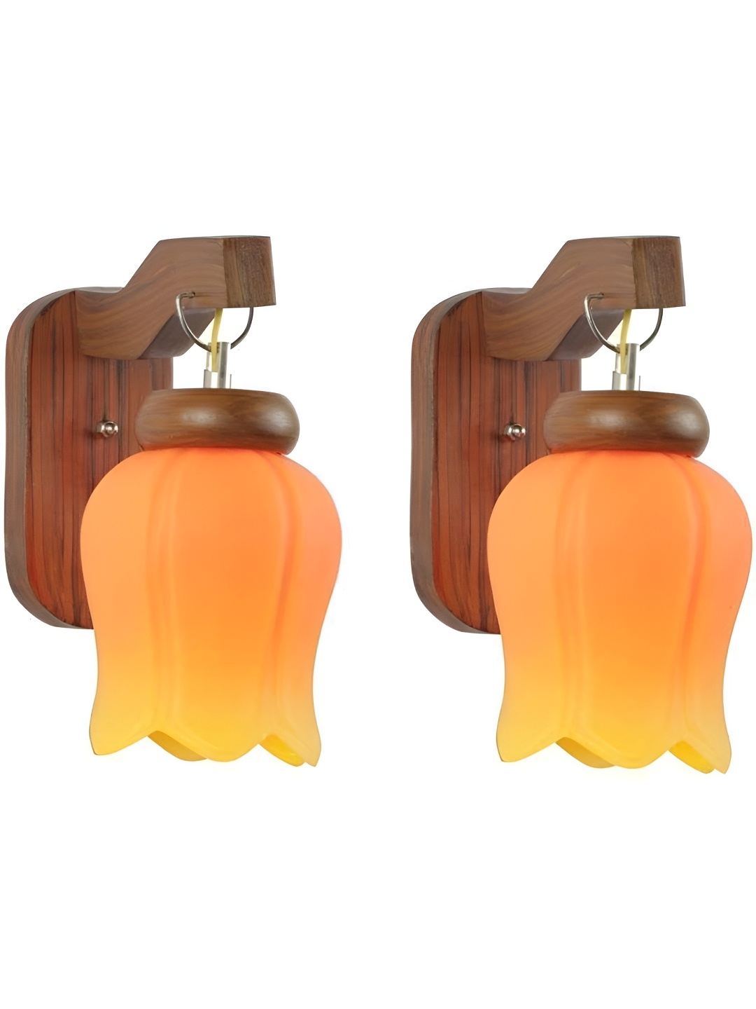 

Afast Orange Colored & Yellow 2 Pieces Wood Wall Lamps