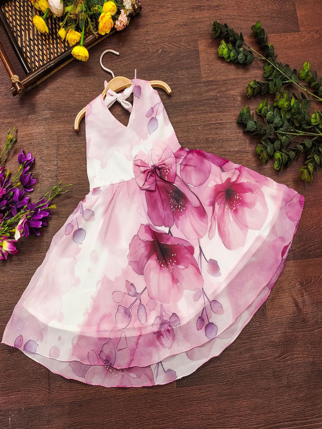 

BAESD Girls Tie and Dye Print A-Line Dress, Purple