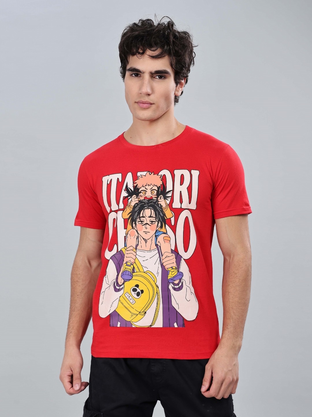 

TOMHIDDLE Men Graphic Printed Round Neck Cotton T-shirt, Red