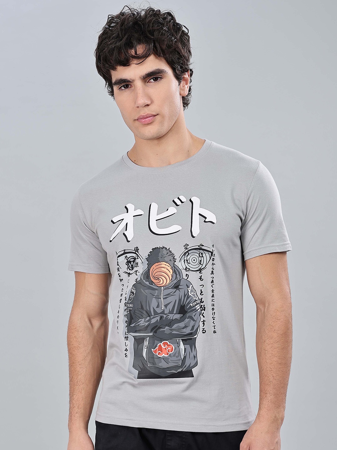

TOMHIDDLE Men Graphic Printed Round Neck Cotton T-shirt, Grey