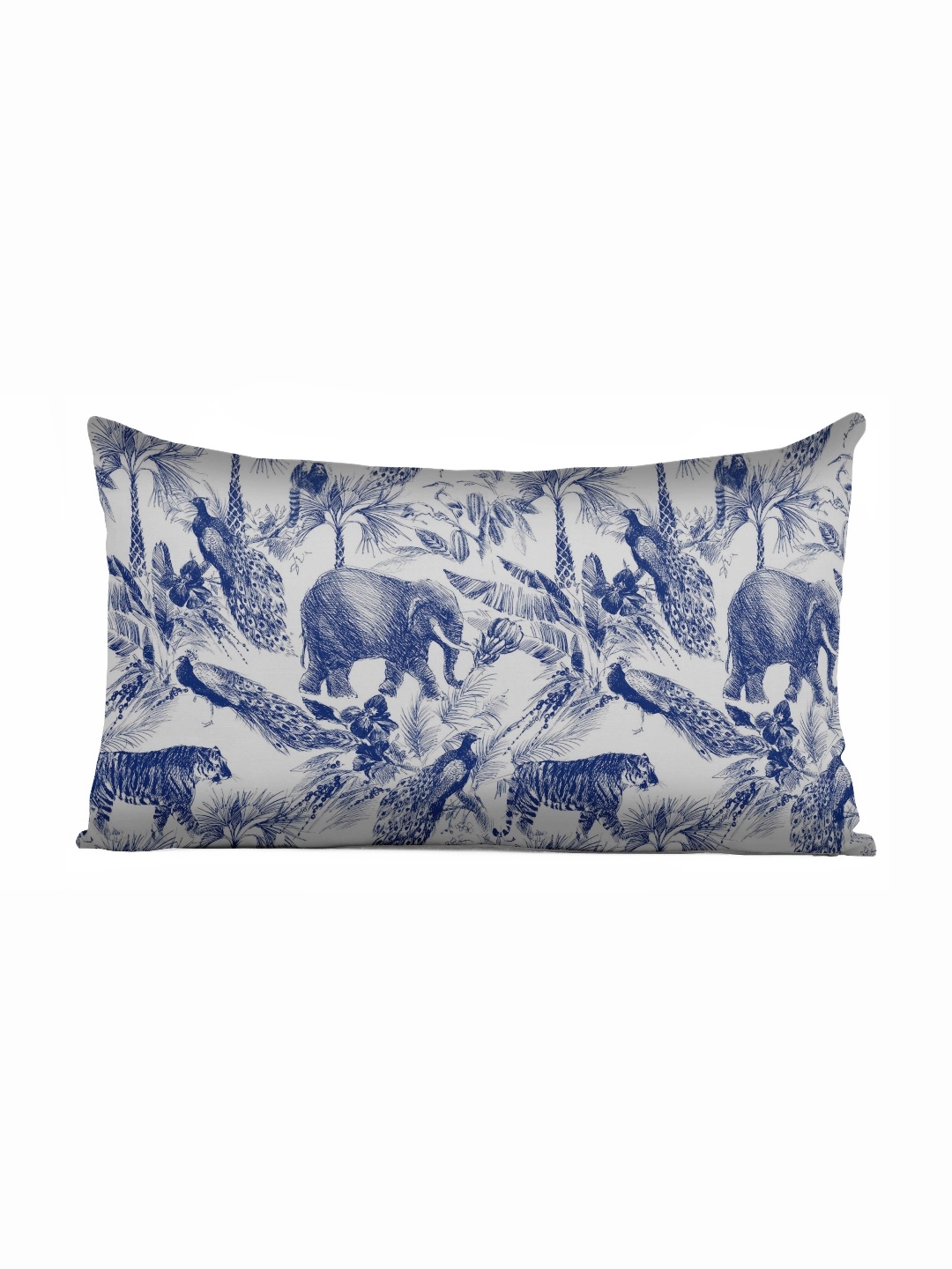 

Vargottam Blue & Off White Self Design Linen Rectangle Cushion Cover
