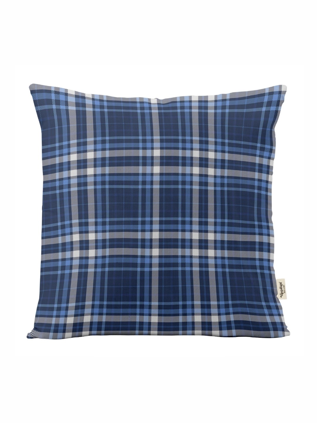 

Vargottam Blue & White Checked Linen Square Cushion Cover