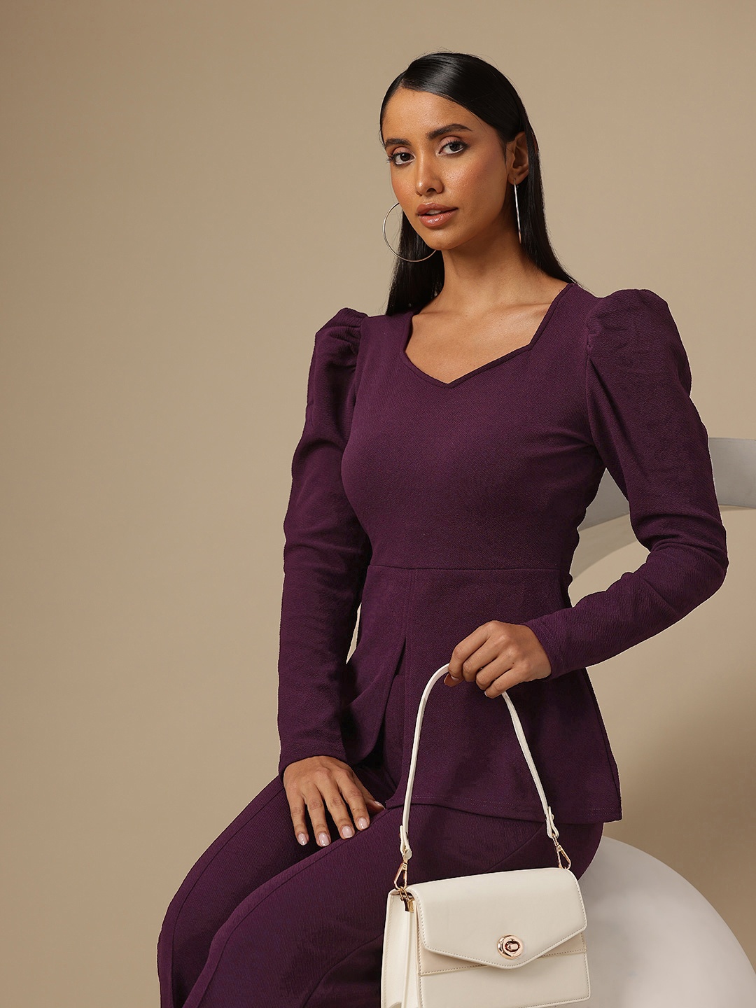 

Chemistry Sweetheart Neck Top & Trousers, Purple