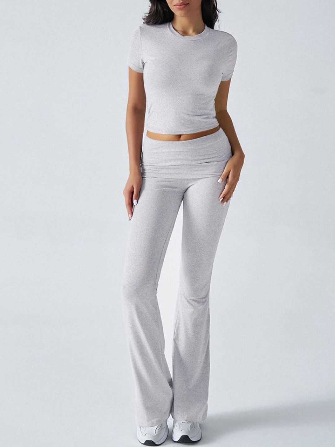 

StyleCast Round Neck Crop Top With Trousers, White