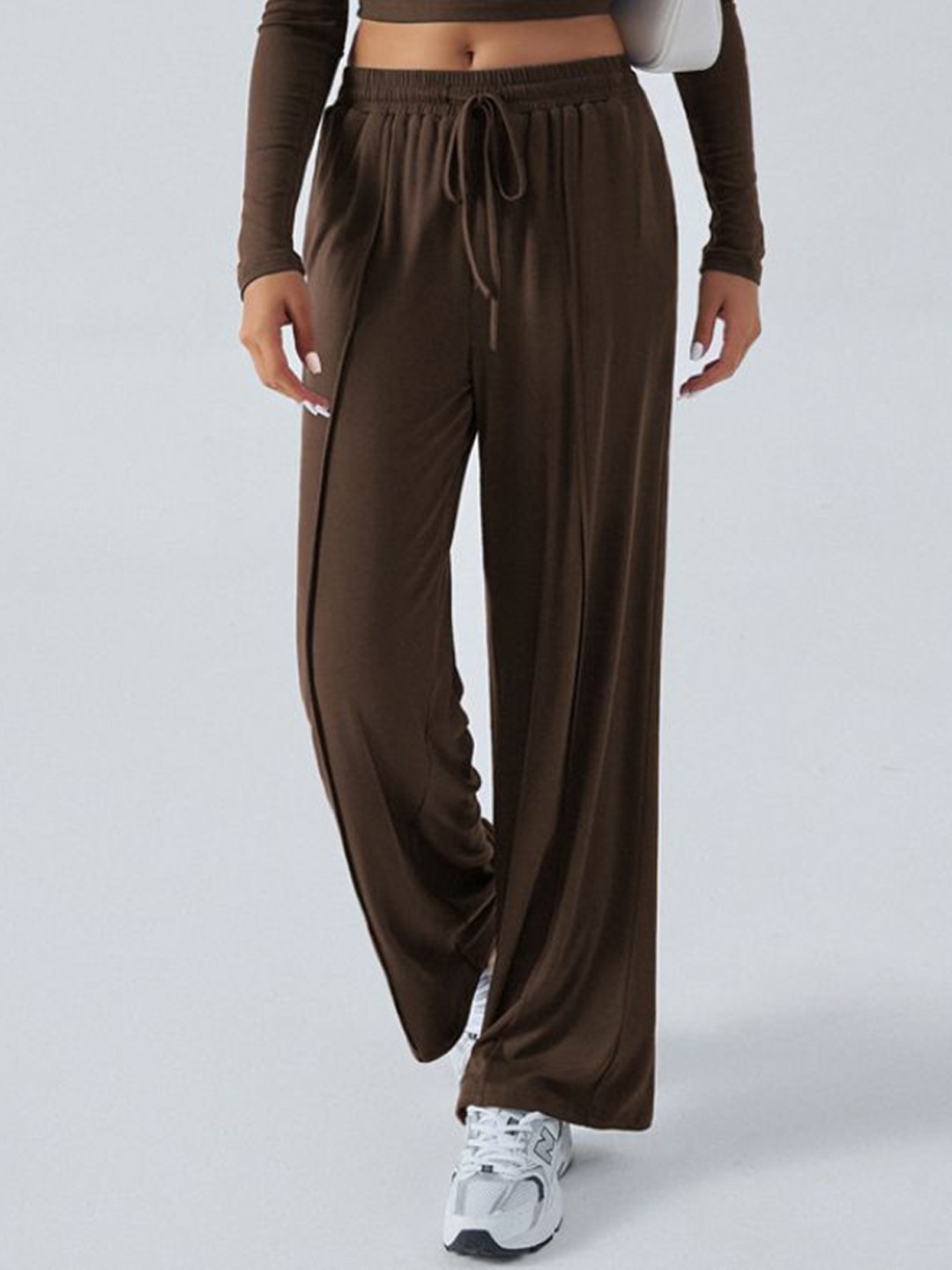 

StyleCast Round Neck Crop Top With Trousers, Brown
