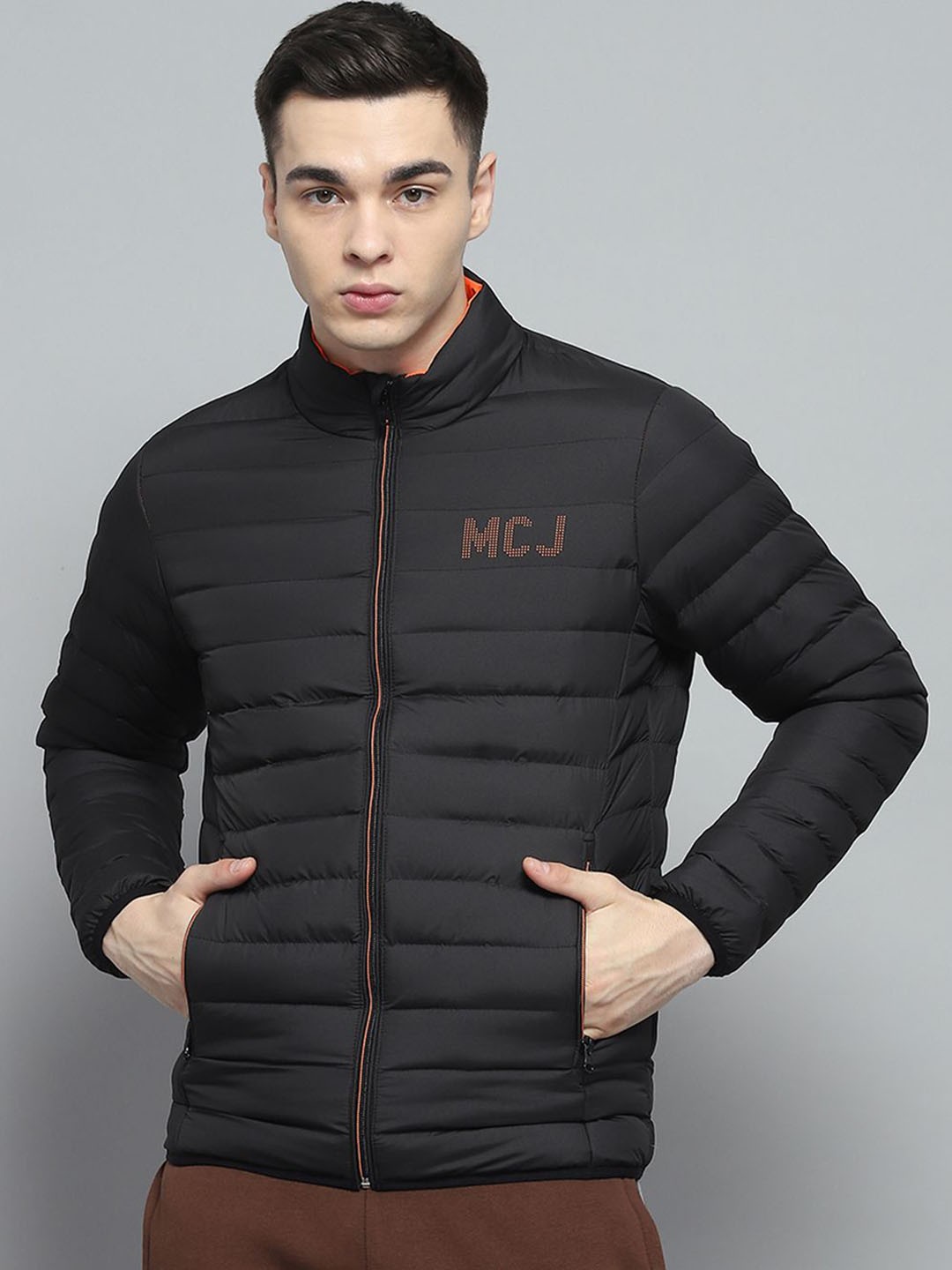 

Monte Carlo Men Mock Collar Solid Casual Lightweight Padded Jacket, Black