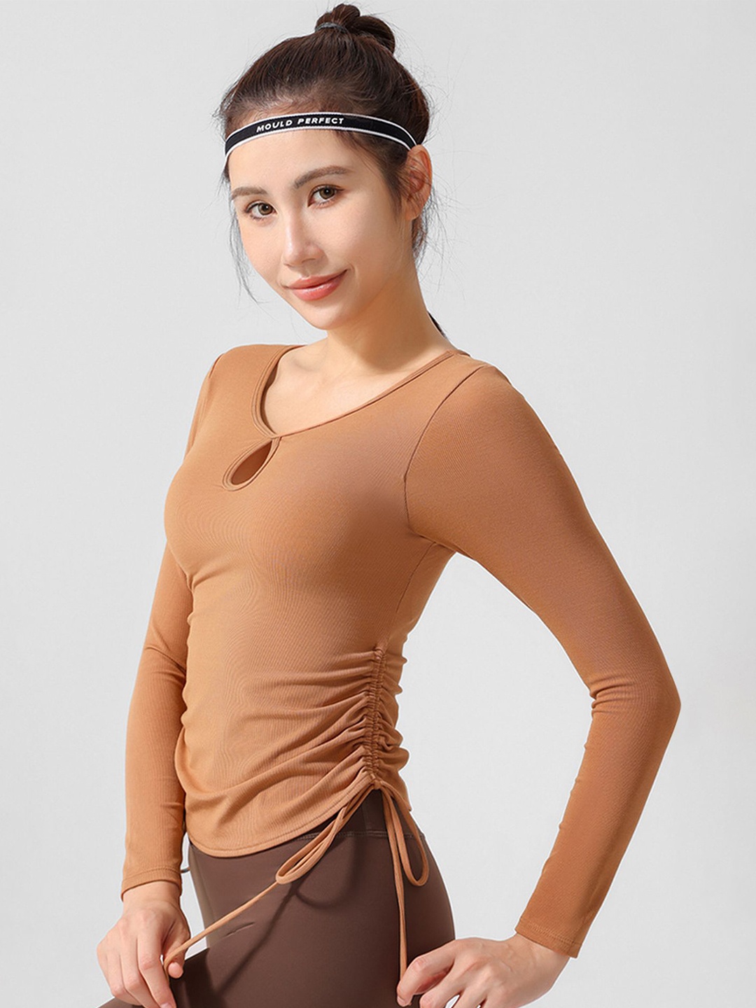 

LULU & SKY Women Keyhole Neck Fitted Top, Brown