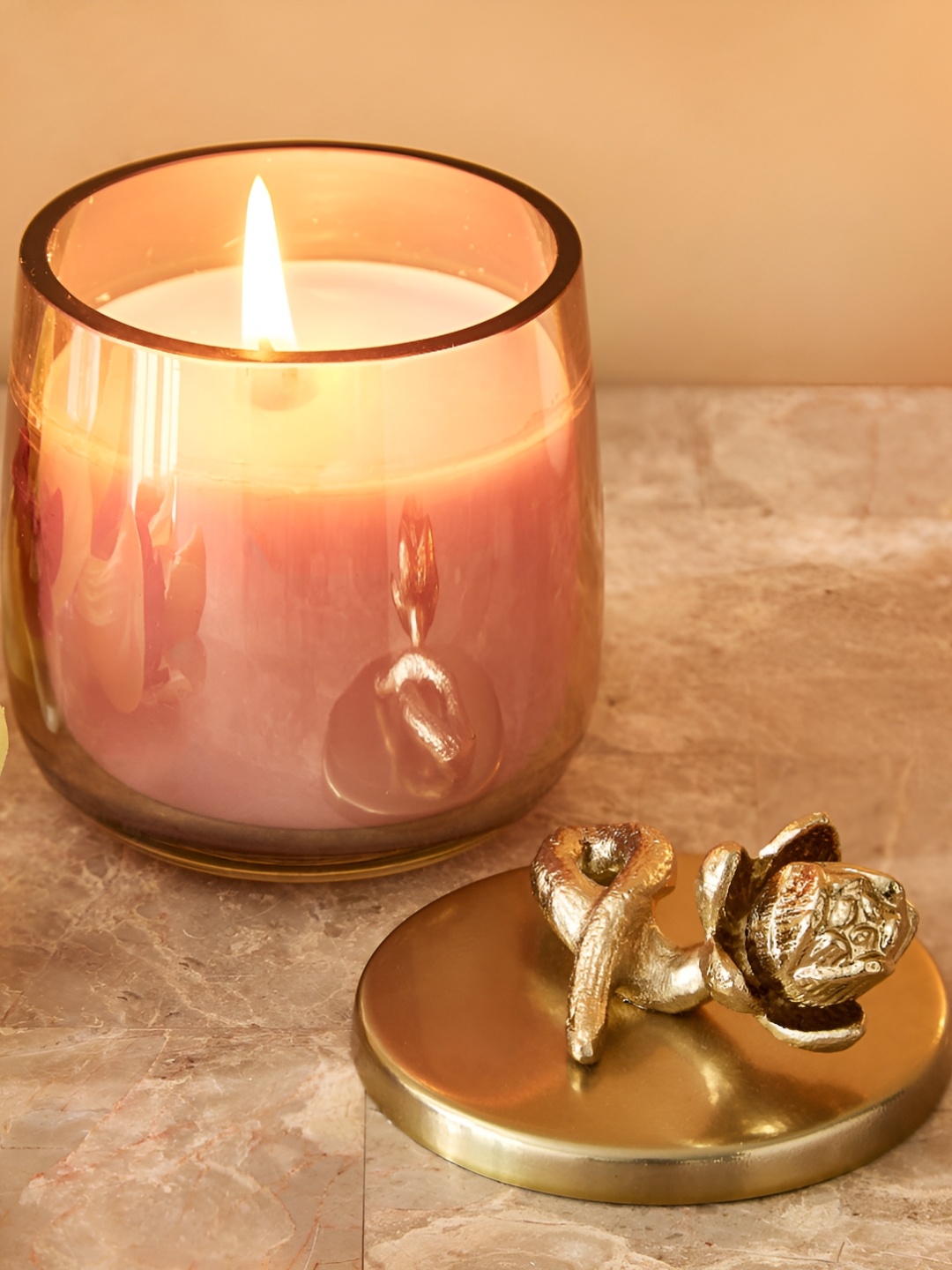 

Home Centre Eternity Vivere Gold-Toned Pink Lotus Scented Jar Candle