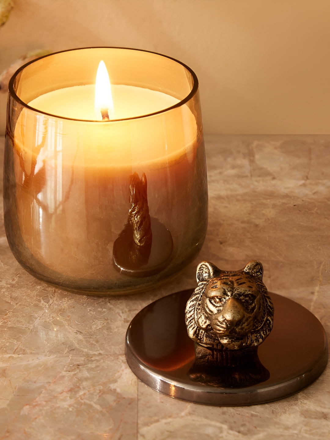 

Home Centre Eternity Vivere Gold-Toned Cactus Blossom Scented Tiger Jar Candle