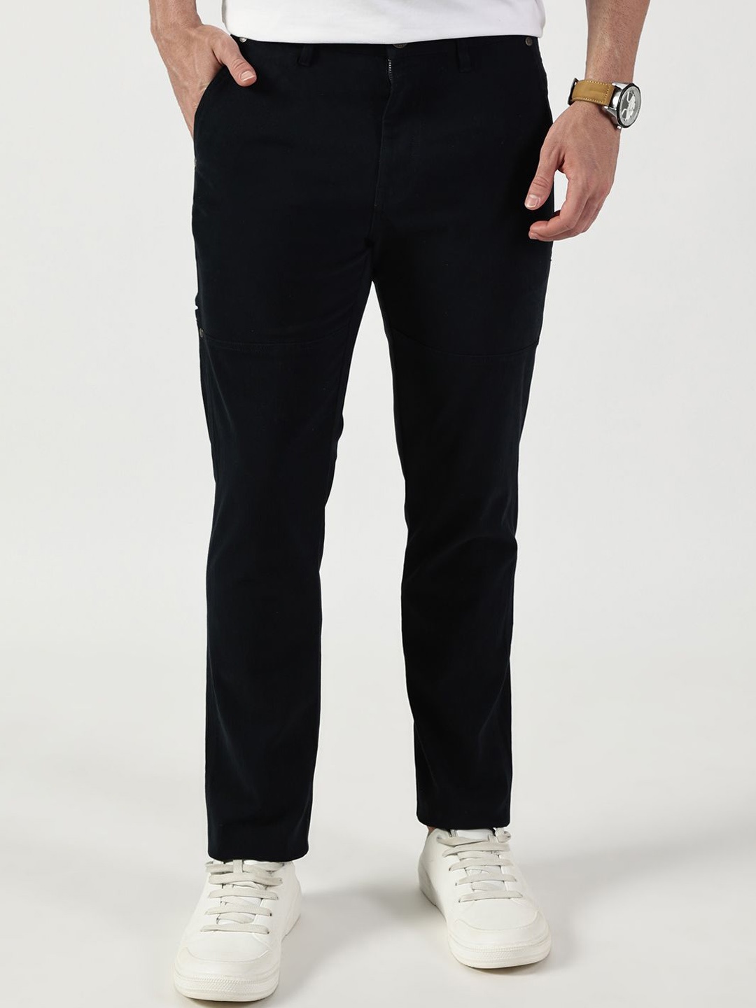 

Thomas Scott Men Smart Mid-Rise Regular Fit Trousers, Navy blue